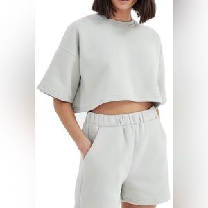 4th & Reckless-Joanna Short Sleeve Crop Sweatshirt-Size: Large-Color: Mint-NEW!!
